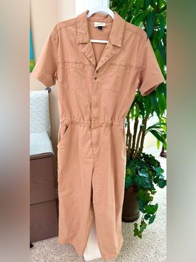 Women’s Universal Thread Utility Jumpsuit Warm Clay Earth Tone Cropped Size 10